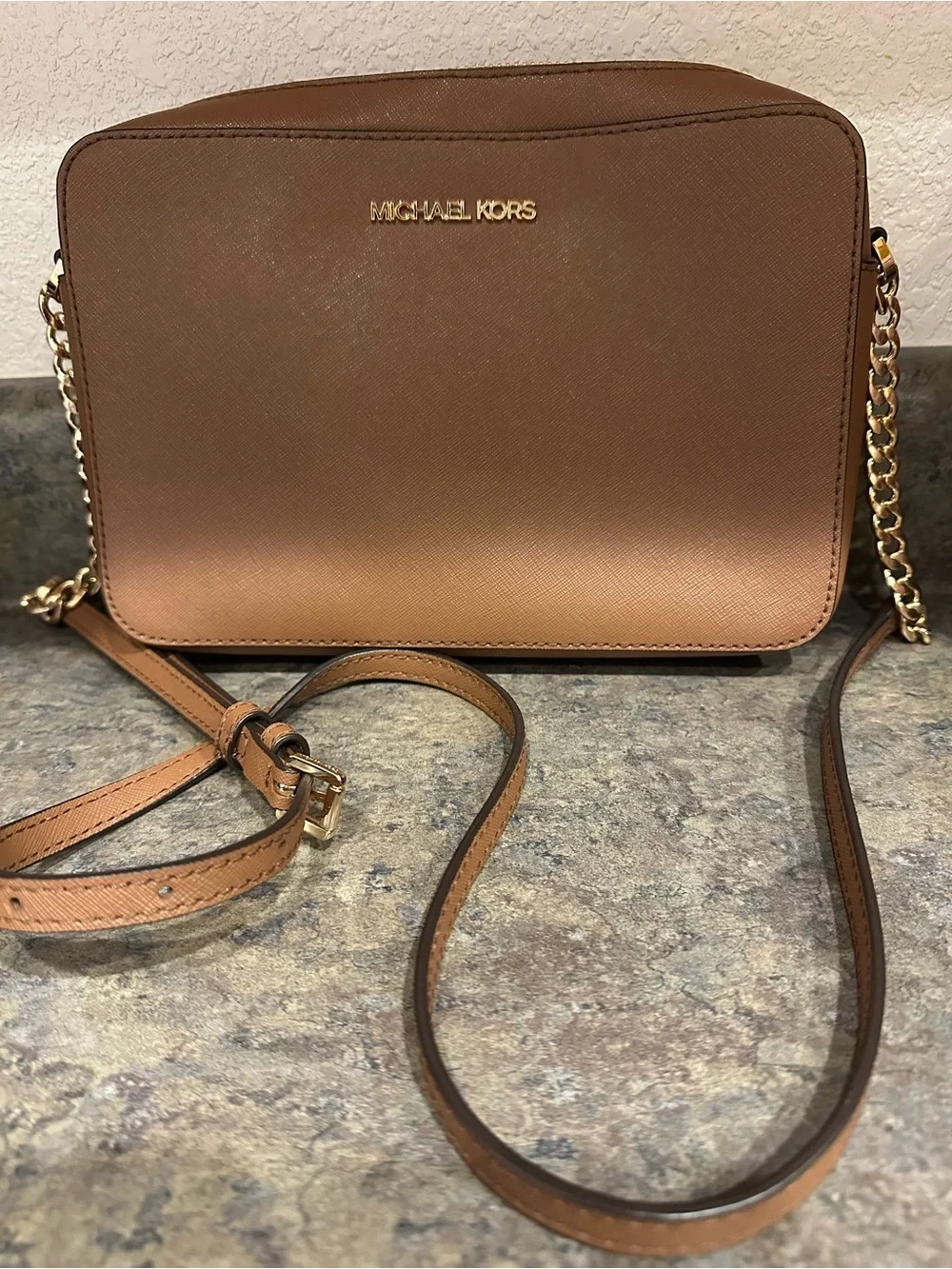 Michael Kors Tan Crossbody Bag with Gold Hardware